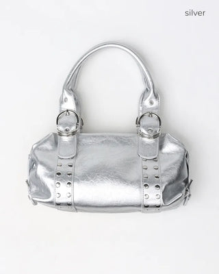 Studded belt leather tote bag