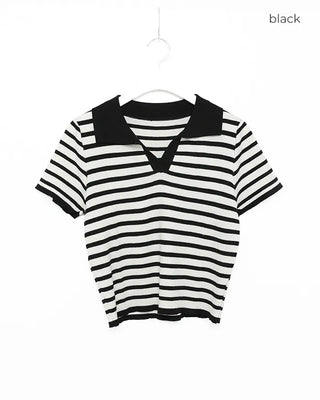 Striped short-sleeve knit