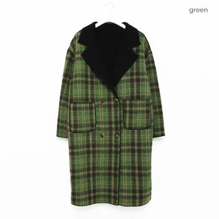 Checked long coat