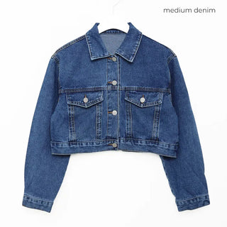 Cropped pocket denim jacket