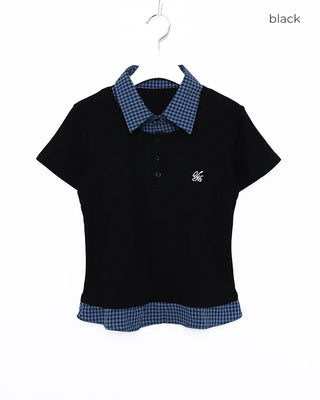 Checkered Shirt Layered PK T-Shirt