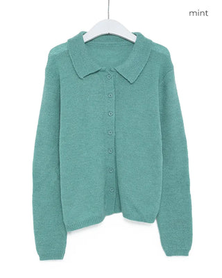 Shirt collar knit cardigan