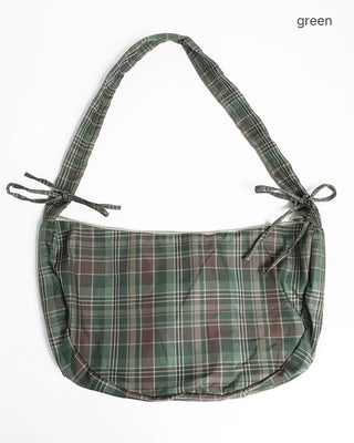 Checked Ribbon Shoulder Bag