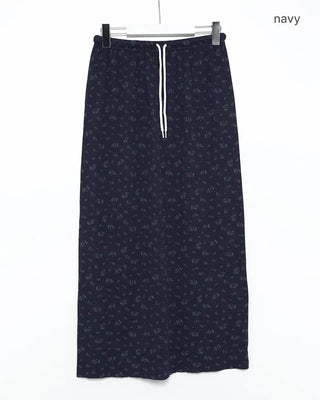 Waist String Flower Long Skirt