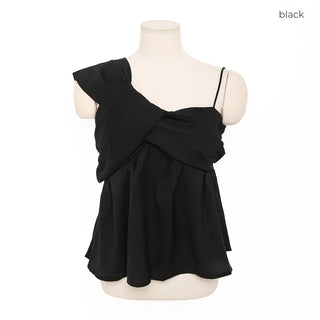 Asymmetrical Ribbon Design Sleeveless Dress