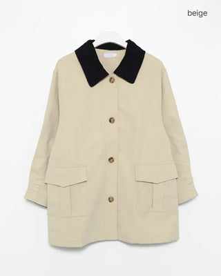 Loose-fit half trench coat