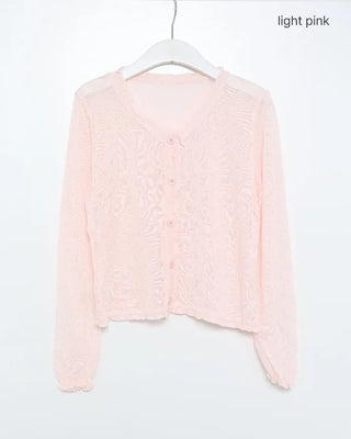 See-through perforated cardigan