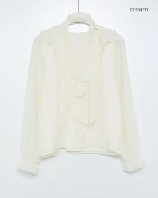 Strap V-neck shirred blouse