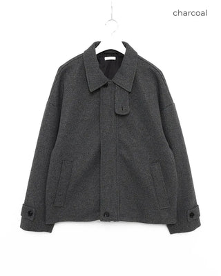 High-neck button-up half coat