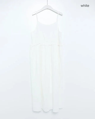 Frilled Shirring Long Dress