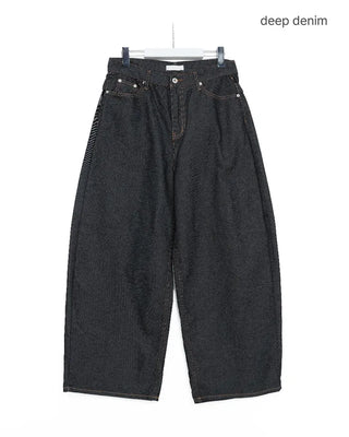 (UNISEX) Stitched Balloon Denim Pants