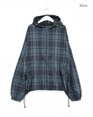 (Unisex) Check Hooded Wind Jacket