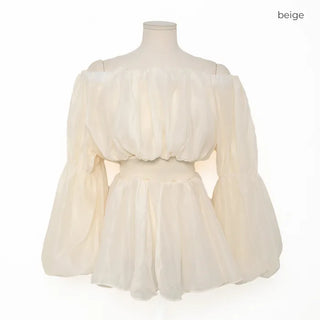 Chiffon off-shoulder blouse
