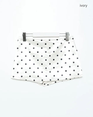 Polka dot satin mini skirt