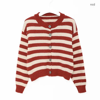 Striped bouclé cardigan