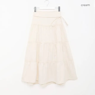 Ribbon long tiered skirt