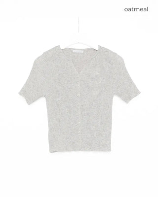 Ribbed Half-Sleeve Cardigan