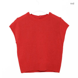 Heart Button Cap Sleeve Knit