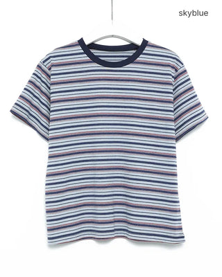 Mixed Border Semi-Cropped Half T-Shirt