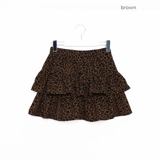 Leopard tiered ruffle mini skirt
