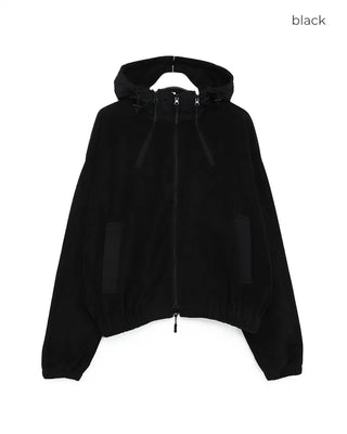 Cropped fleece hooded parka