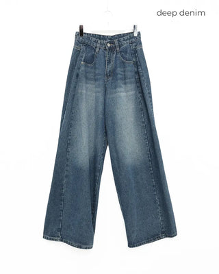 Wide outseam side-tuck jeans