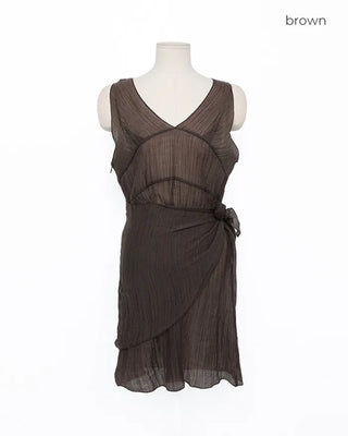 Scarf set sheer layered dress