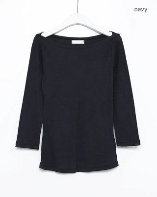 Boat neck cropped sleeve cut and sew