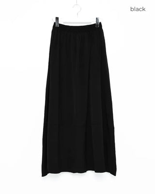 Elastic waist yoke line flared maxi skirt