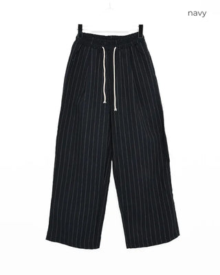 Striped wide banding pants