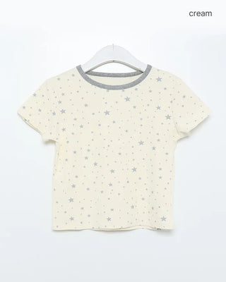 Two-tone starpoint short-sleeved T-shirt
