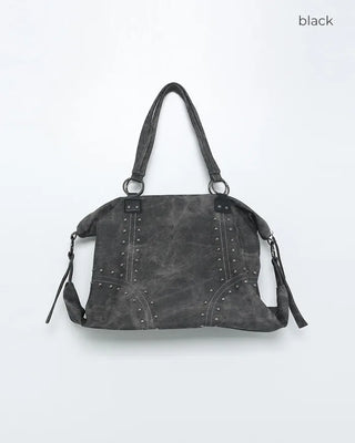 Double Studded Vintage Leather Tote Bag