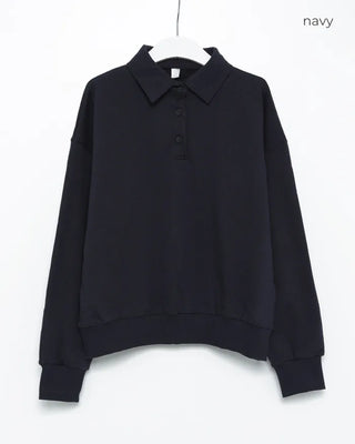 Drop shoulder polo neck sweatshirt