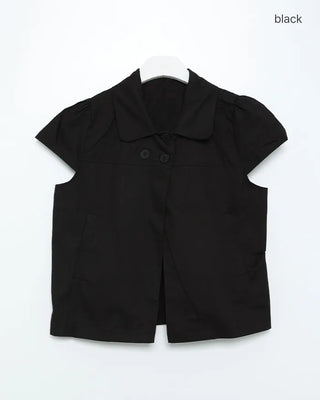 Double-breasted, oversized collar shirt