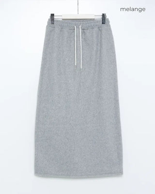 Elastic waist fleece long skirt