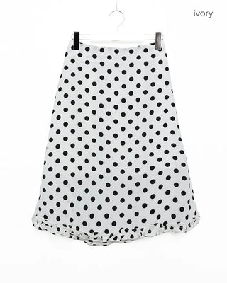 Polka Dot Frill Midi Skirt