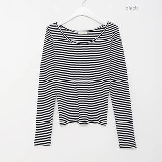 Striped basic long-sleeved T-shirt
