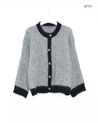 Two-tone gold button cardigan