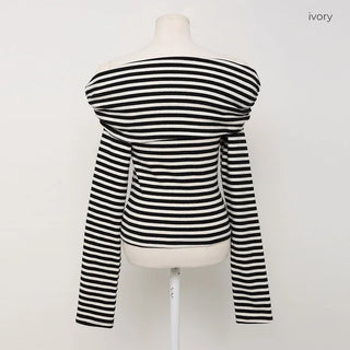 Striped off-shoulder knit