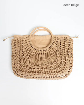 Net rattan tote bag