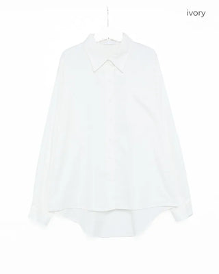 Patch bust pocket round hem shirt