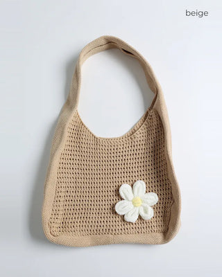 Daisy Flower Knit Bag