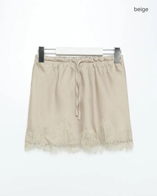 Satin lace mini skirt