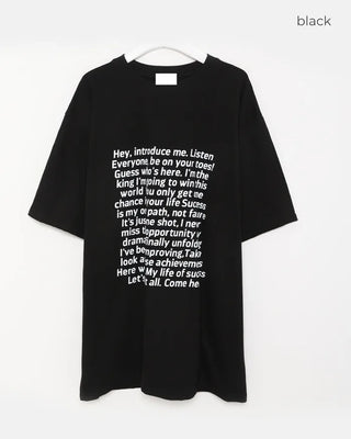 (Unisex) Lettering Loose Fit Half Sleeve T-Shirt