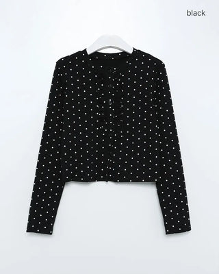 Polka Dot Bust Frill Point Cardigan