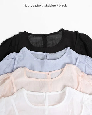 Shirred Sheer Bustier & Blouse Set
