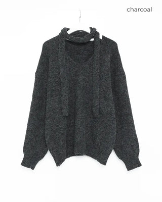 V-neck scarf knit