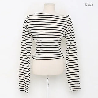 Striped off-shoulder T-shirt