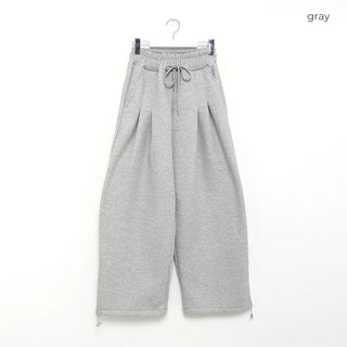 Pintuck Wide Brushed Sweatpants
