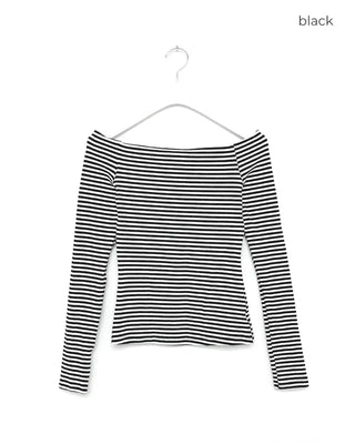 Striped off-shoulder t-shirt